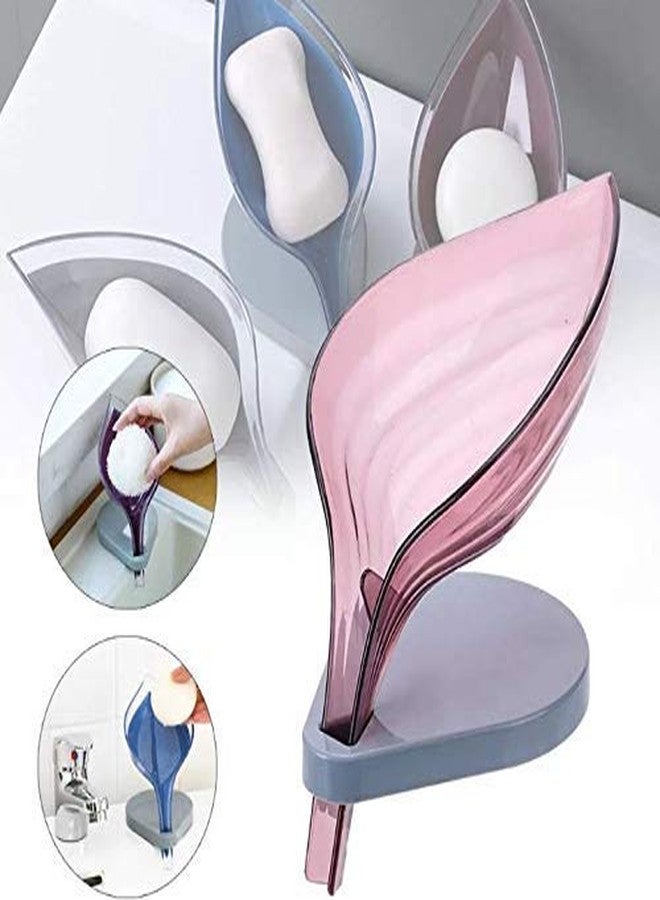 Cyrox حامل صابون بلاستيكي على شكل ورقة شجر من سيروكس | صندوق تخزين مزخرف لتصريف المياه، مناسب للحمام والمطبخ، سهل التنظيف، موفر للصابون (2) - Image 3